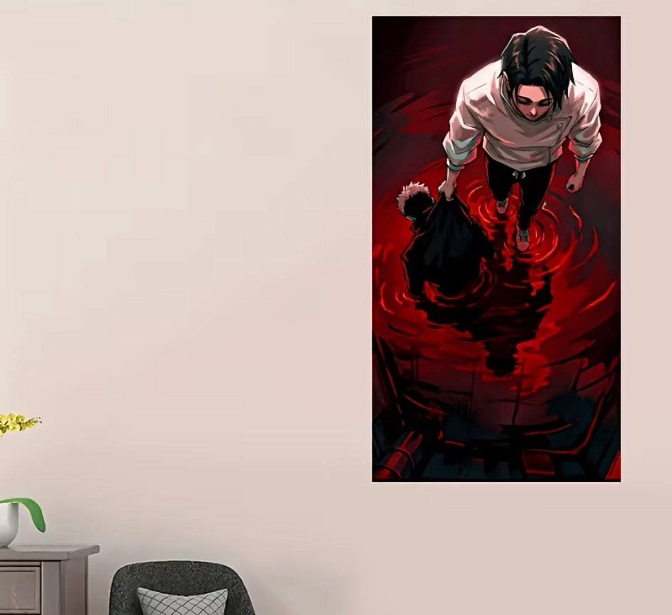 2D Flat, 2D Flat, 1pc Hot Anime Frameless Canvas Poster 15.75X29.53inch, Home Dorm Bedroom Wall Decoration Poster, High Definition Modern Printing Art, Anime Merchandise Collectibles
