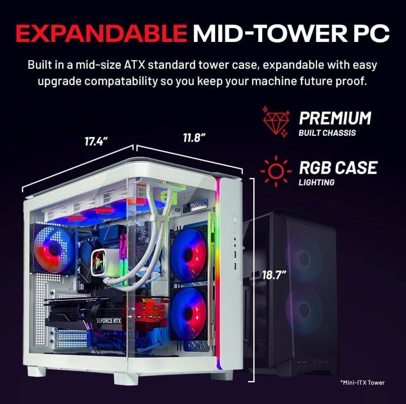 Skytech King95 ARGB Gaming Desktop i7 PC 32GB RAM 1TB SSD GTX 1080 Win11 Wifi