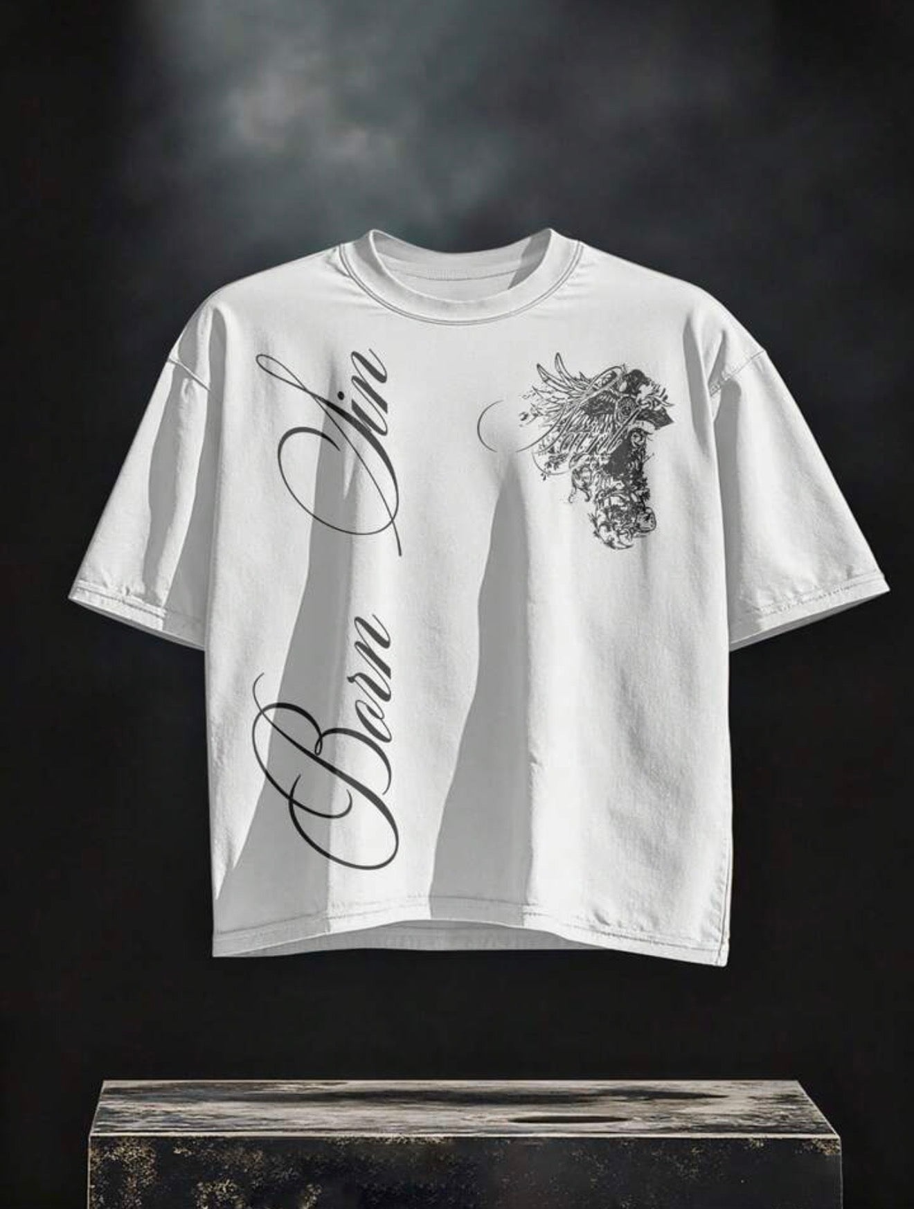 Men's Women's Unisex Summer Casual White Black Born Sin Slogan Quote
