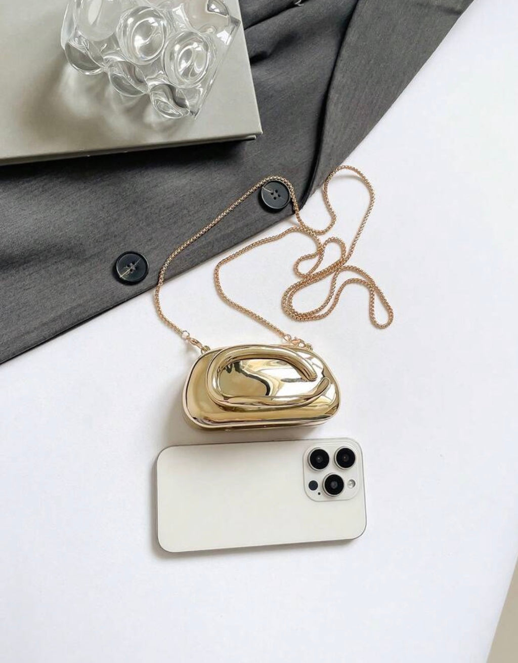 Fashionable Versatile Solid Color New Chain Shoulder Bag, Casual Minimalist Asymmetrical Small Handbag, Women Evening Clutch, Wedding,Bride