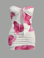 2pcs Women Summer Holiday Cami Top And Mini Skirt Set Kissy Missy Petite Women Hot Pink