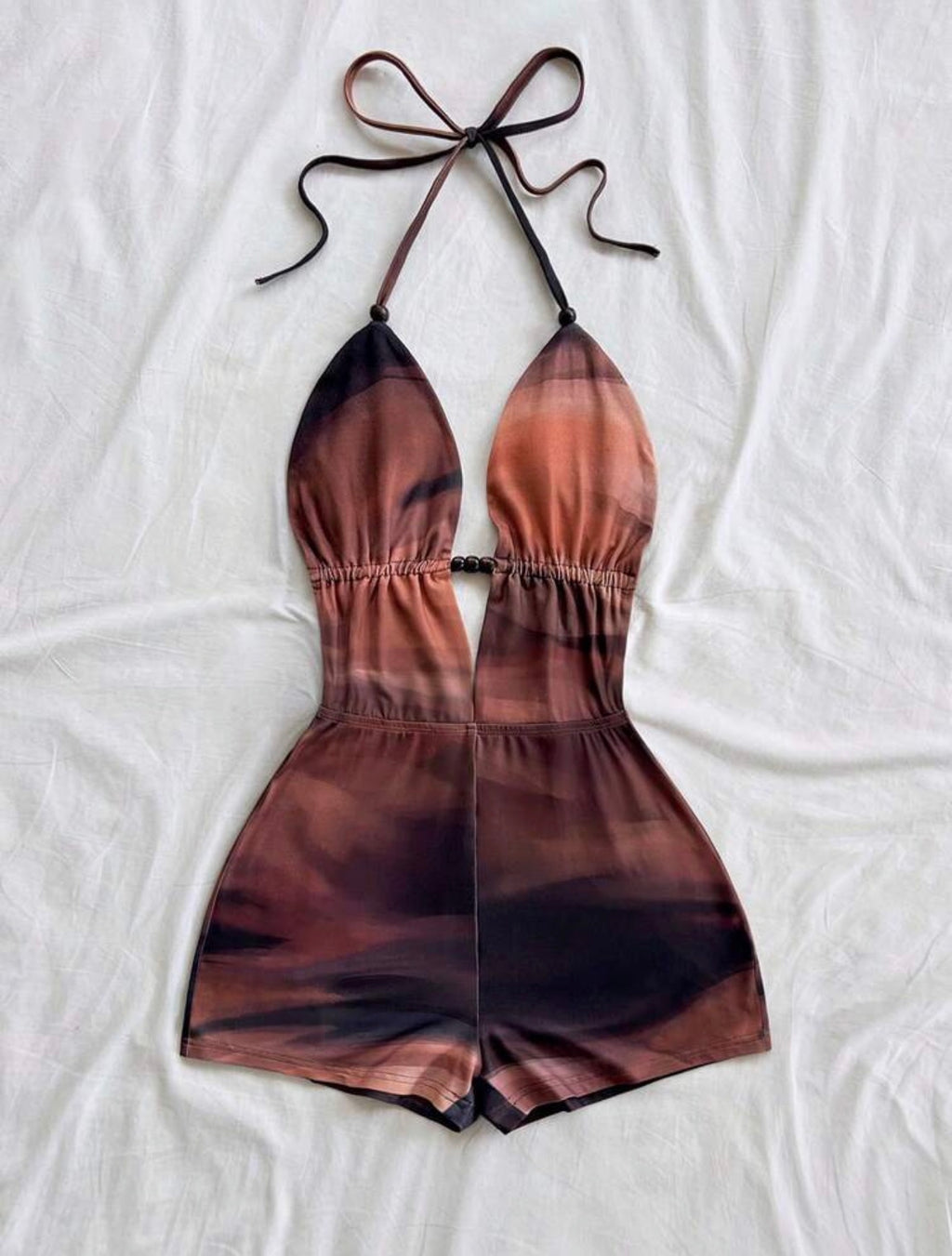 Women's Retro Tie-Dye Abstract Print Deep V Sexy Fashion Summer Outfit For Party