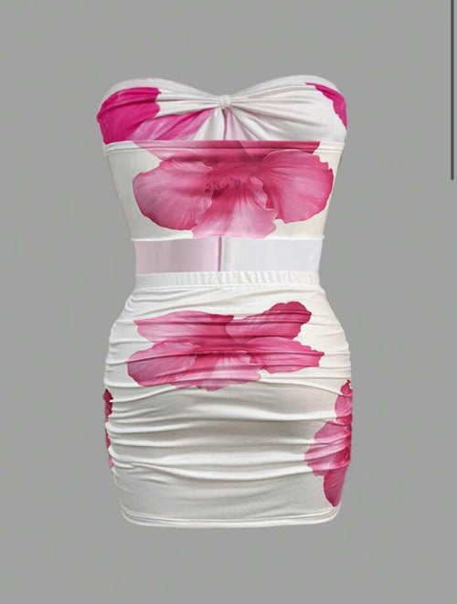 2pcs Women Summer Holiday Cami Top And Mini Skirt Set Kissy Missy Petite Women Hot Pink
