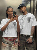 Men's Women's Unisex Summer Casual White Black Born Sin Slogan Quote