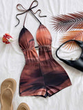 Women's Retro Tie-Dye Abstract Print Deep V Sexy Fashion Summer Outfit For Party