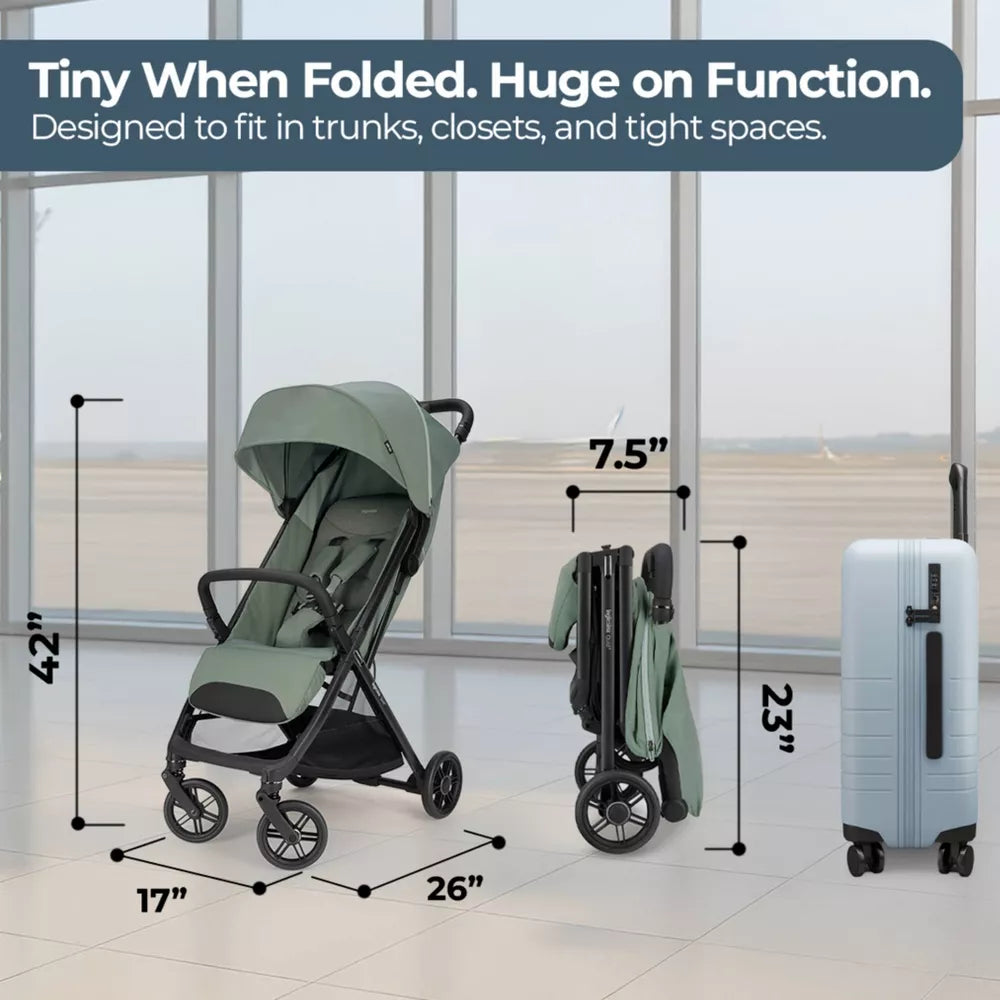 Inglesina Quid³ Travel, Lightweight & Compact Stroller - Planet Green: 5-Point Harness