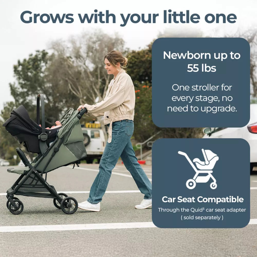 Inglesina Quid³ Travel, Lightweight & Compact Stroller - Planet Green: 5-Point Harness