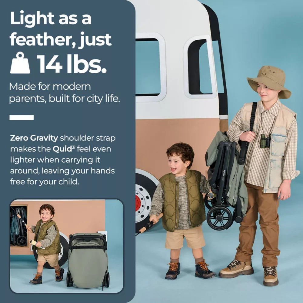 Inglesina Quid³ Travel, Lightweight & Compact Stroller - Planet Green: 5-Point Harness