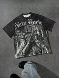 Men's Letter Print Round Neck Casual Loose T-Shirt