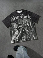 Men's Letter Print Round Neck Casual Loose T-Shirt