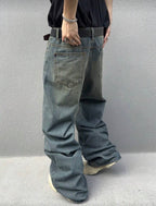 Men's Fashionable Distressed Loose Wide-Leg Jeans