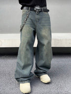 Men's Fashionable Distressed Loose Wide-Leg Jeans