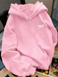 Cute Versatile Bow Pattern Women's Long Sleeve Pocket Casual Sweatshirt