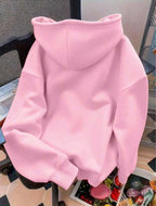 Cute Versatile Bow Pattern Women's Long Sleeve Pocket Casual Sweatshirt