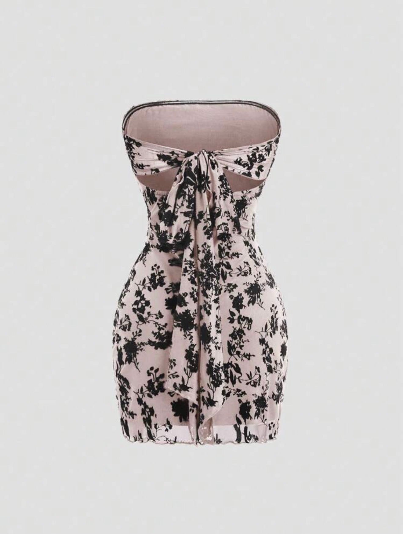 Women's Retro Sexy Sleeveless Velvet Floral Print Fitted Mini Dress, Black, Sum