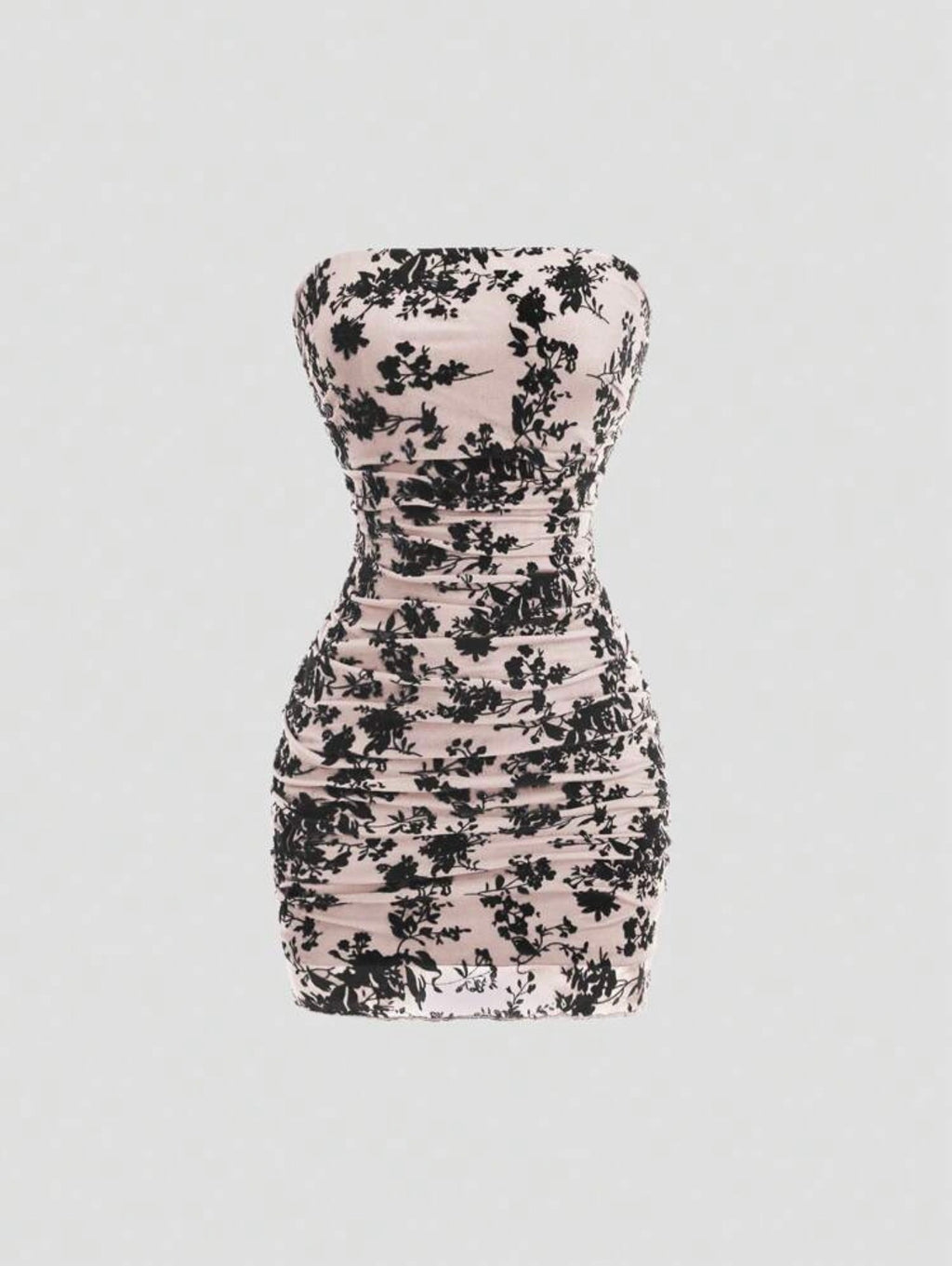 Women's Retro Sexy Sleeveless Velvet Floral Print Fitted Mini Dress, Black, Sum