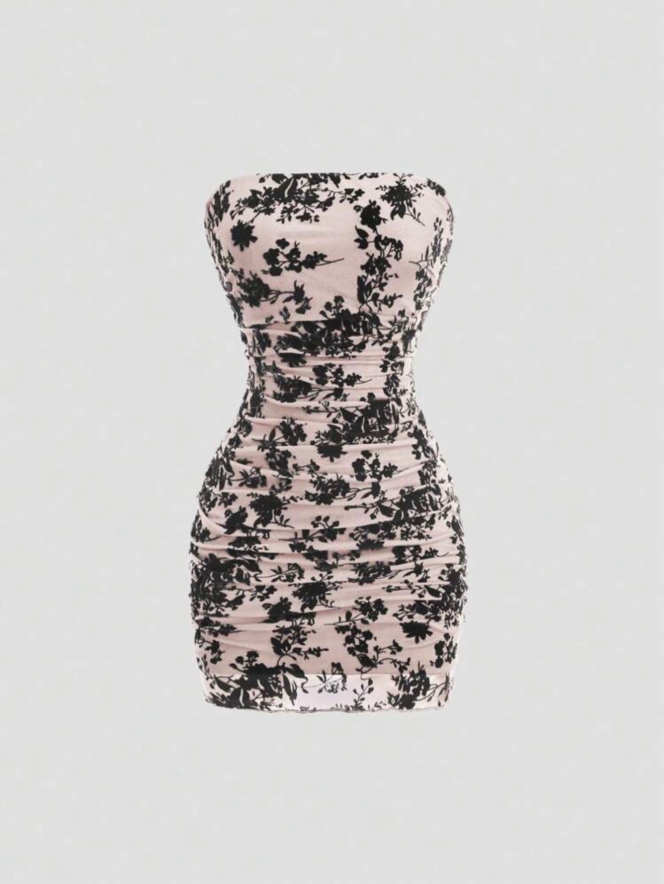 Women's Retro Sexy Sleeveless Velvet Floral Print Fitted Mini Dress, Black, Sum