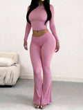 DAWINE Women's Casual Solid Color Top And Pants 2 Pieces Set
