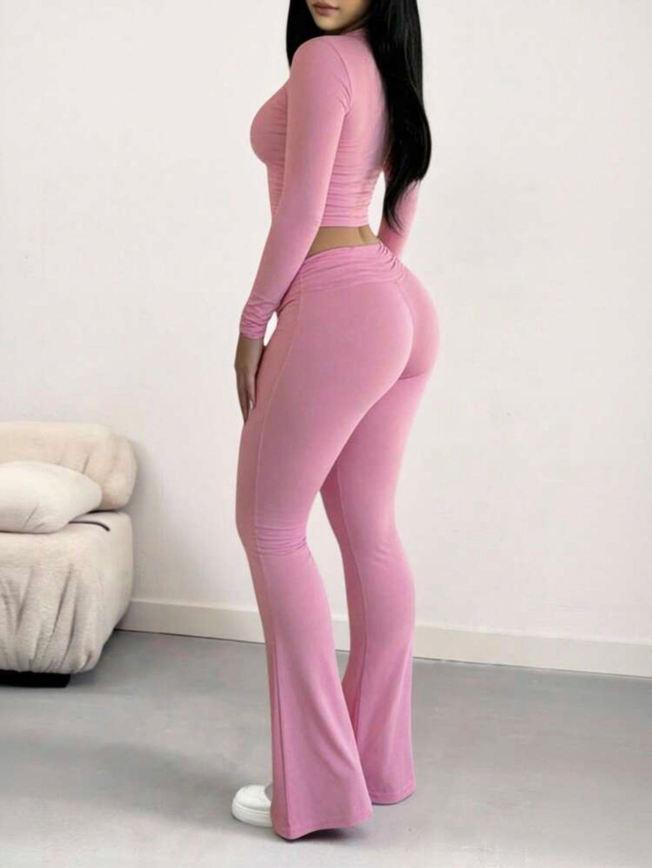DAWINE Women's Casual Solid Color Top And Pants 2 Pieces Set