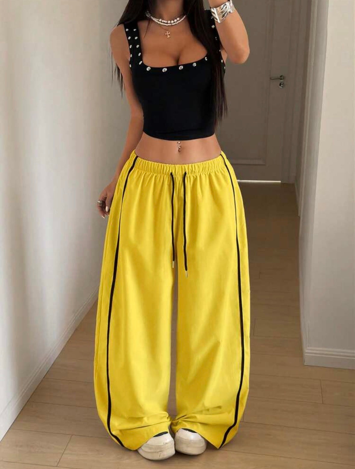 Women's Drawstring Waist Wide Leg Loose Harem Pants